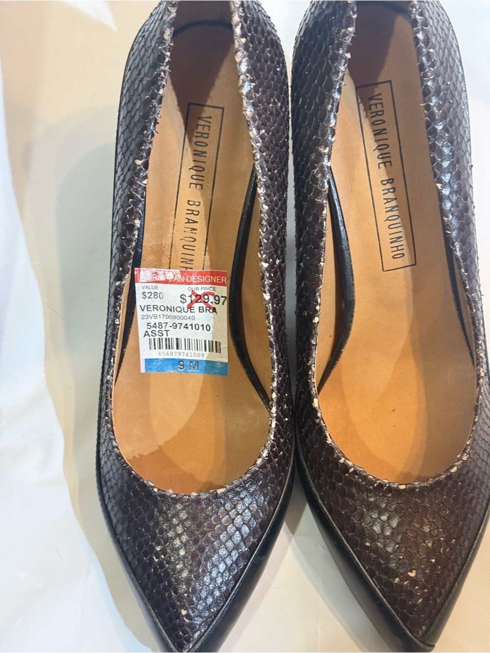 NEW Veronique Branquinho Brown Python Embossed Leather Pumps Size 9 Designer Hee